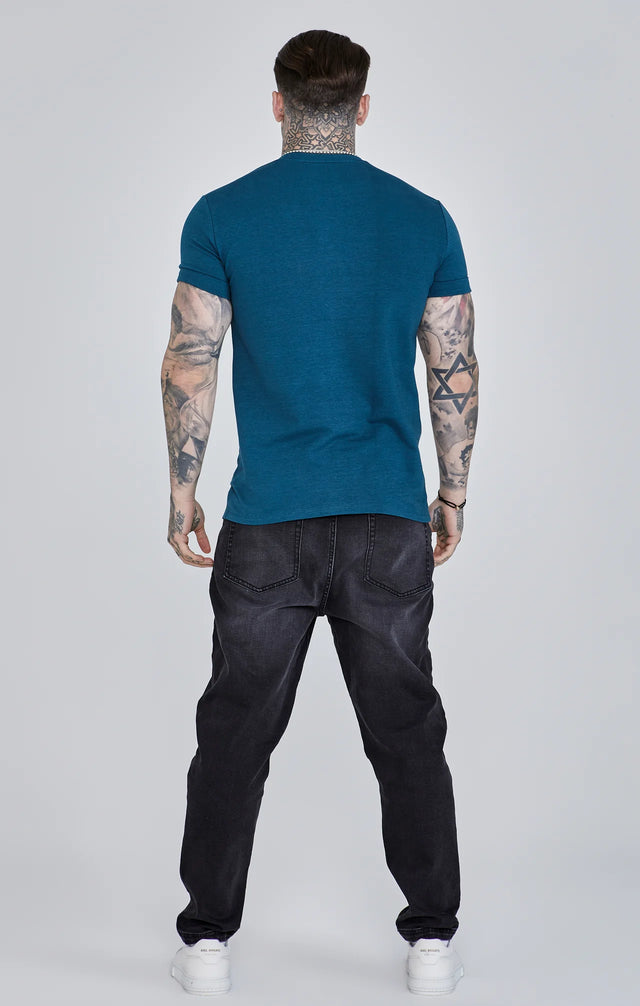 SikSilk - Teal Roll Sleeve T-Shirt