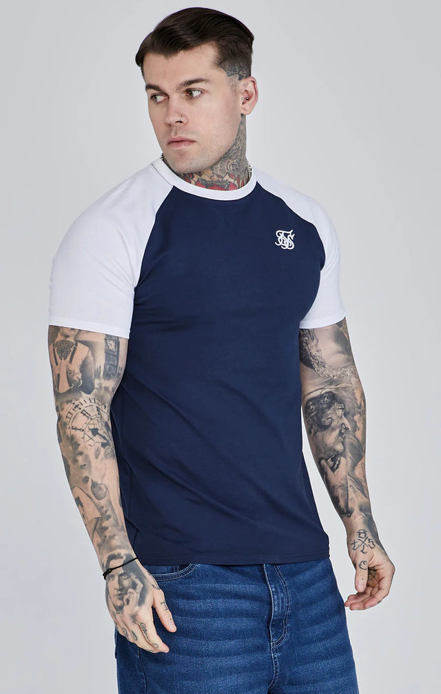 SikSilk - Navy White Raglan T-Shirt