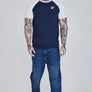 SikSilk - Navy White Raglan T-Shirt