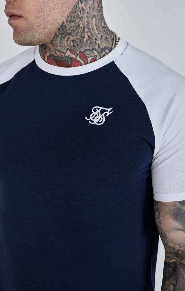 SikSilk - Navy White Raglan T-Shirt