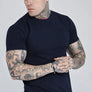 SikSilk - Navy Roll Sleeve T-Shirt