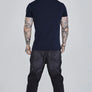 SikSilk - Navy Roll Sleeve T-Shirt