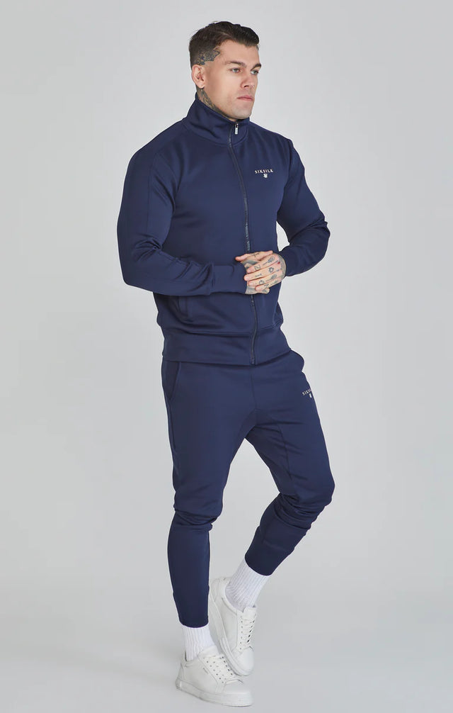 SikSilk - Navy Essentials Poly Track Top