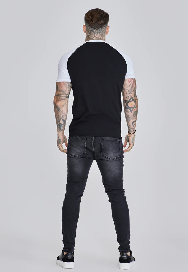 SikSilk - Black White Raglan T-Shirt