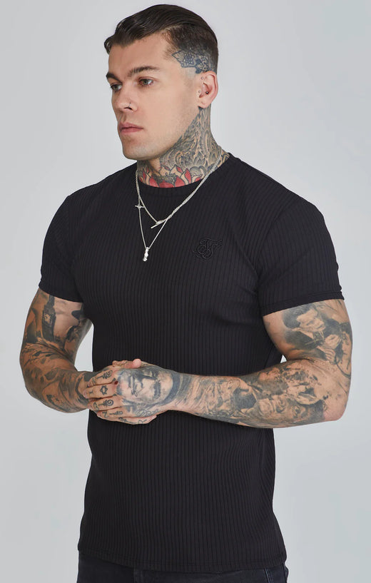 SikSilk - Ribbed T-Shirt - Black