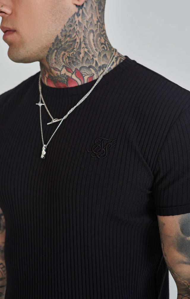 SikSilk - Ribbed T-Shirt - Black