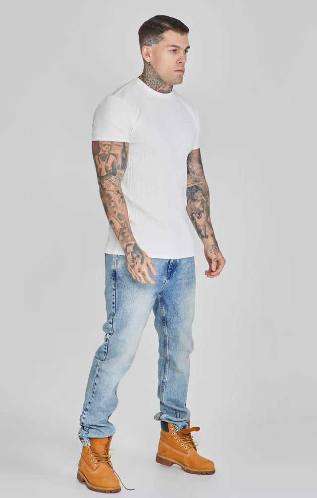 SikSilk - Ribbed T-Shirt - White