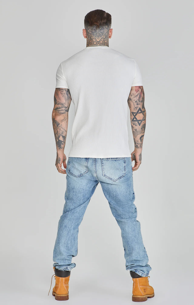 SikSilk - Ribbed T-Shirt - White