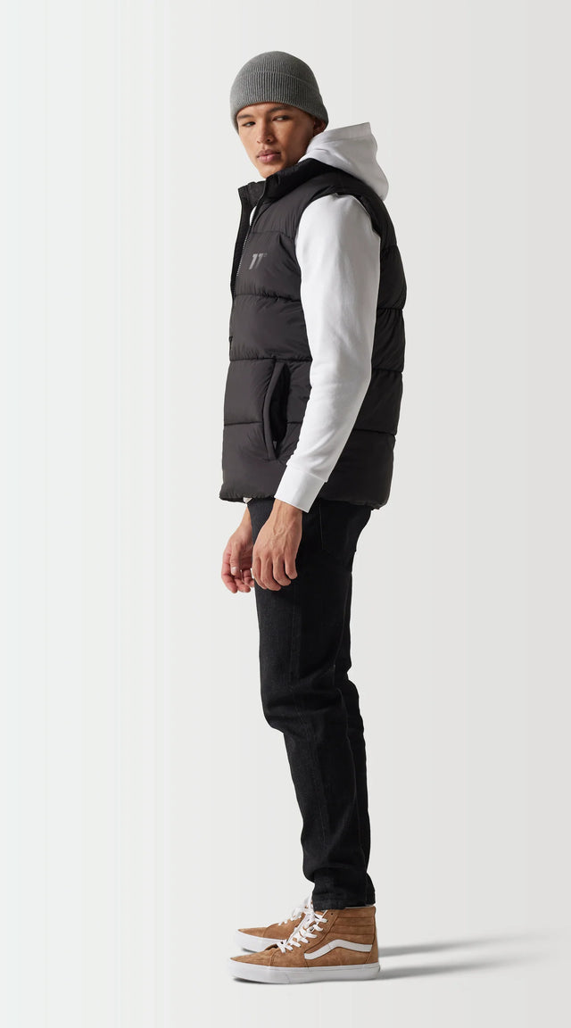 11 Degrees - Panel Puffer Gilet - Black