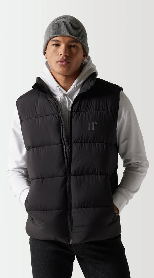 11 Degrees - Panel Puffer Gilet - Black