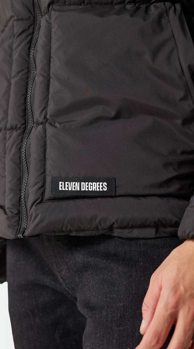 11 Degrees - Panel Puffer Jacket - Black