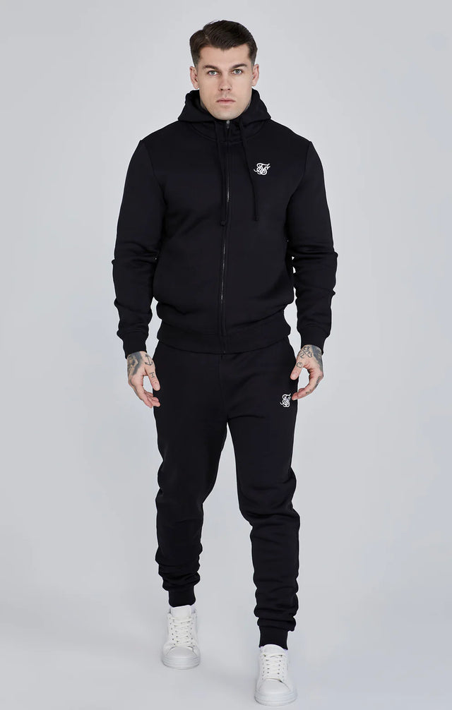 SikSilk - Black Essential Zip Through Funnel Hoodie