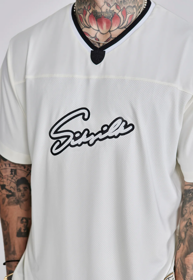 SikSilk - Ecru Football T-Shirt