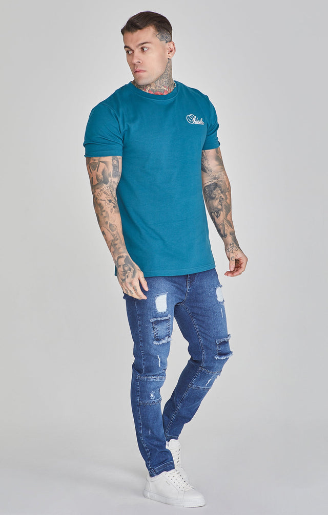 SikSilk - Blue Relaxed Fit T-Shirt