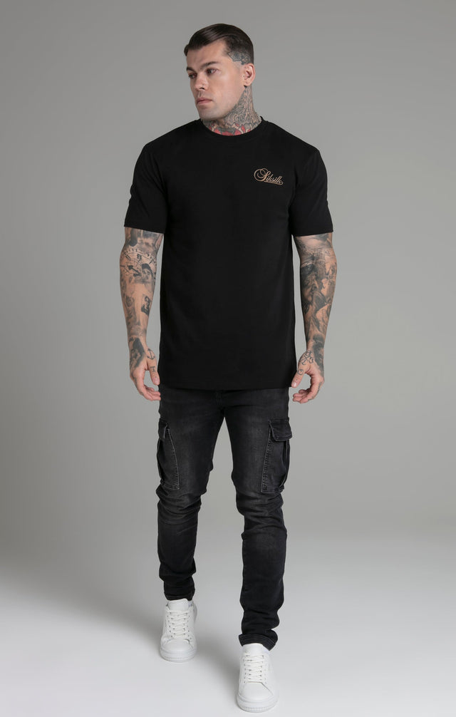 SikSilk - Black Relaxed Fit T-Shirt
