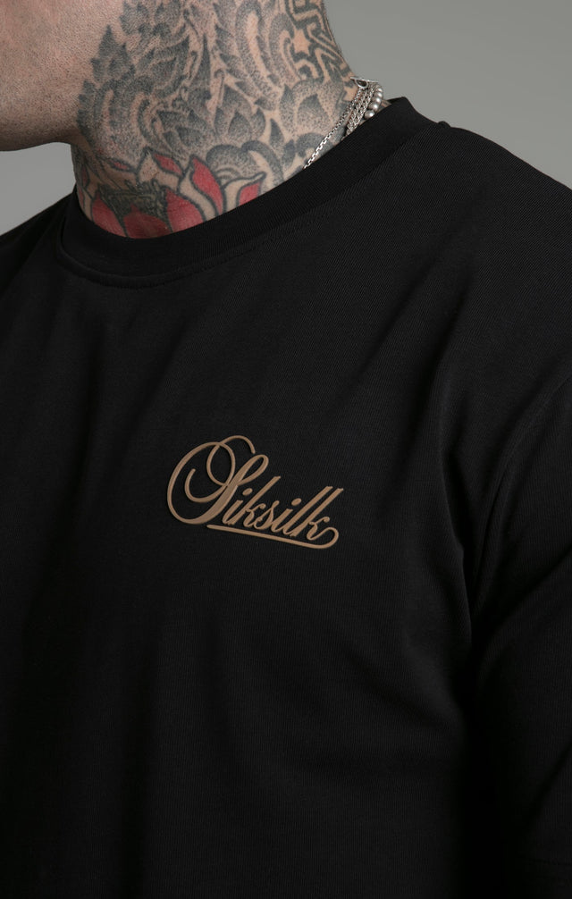 SikSilk - Black Relaxed Fit T-Shirt
