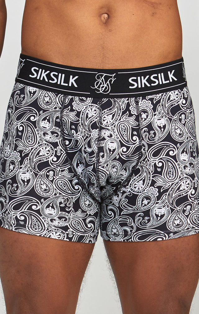 SikSilk - Black 3Pk Paisley Boxer
