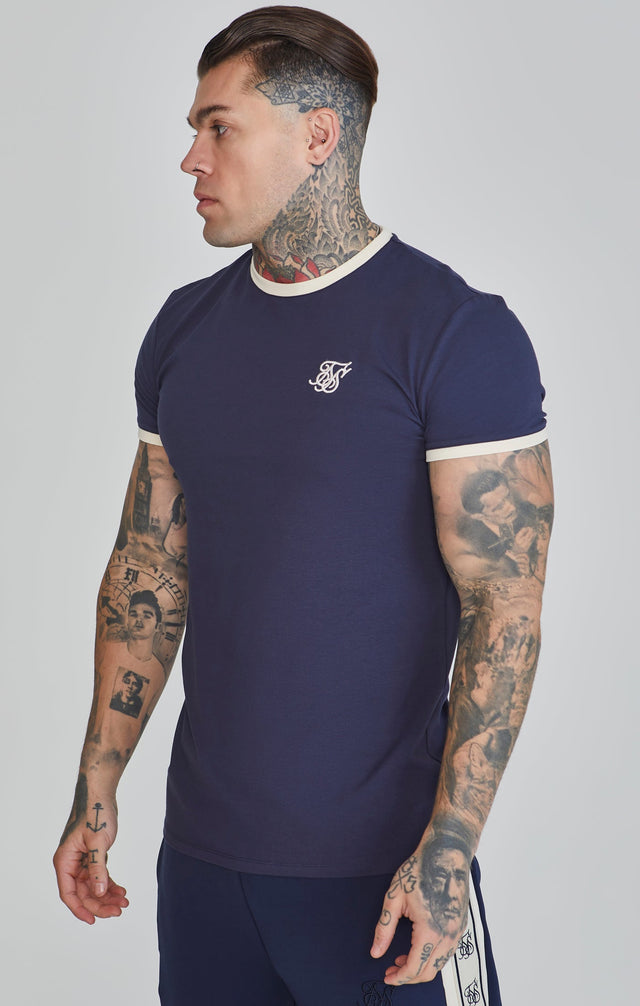 SikSilk - Navy Ringer T-Shirt
