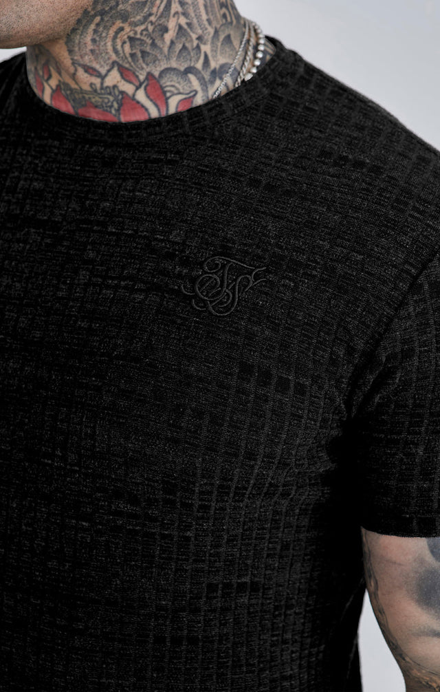 SikSilk - Black Rib Knit T-Shirt