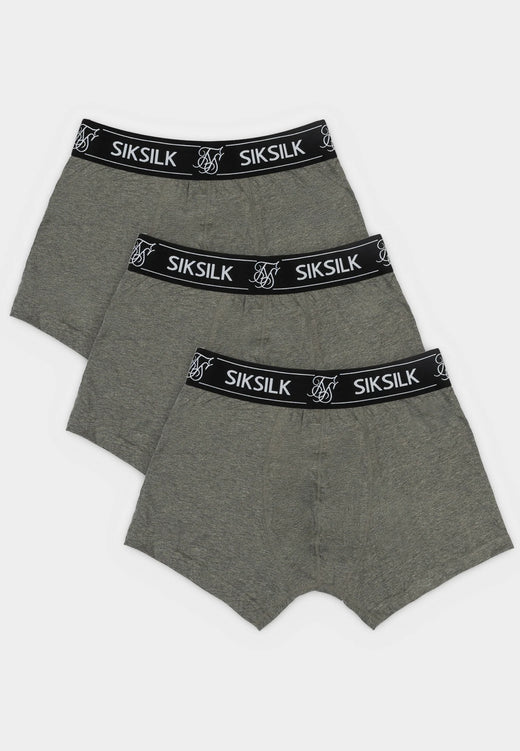 SikSilk - Grey Pack Of 3 Boxers