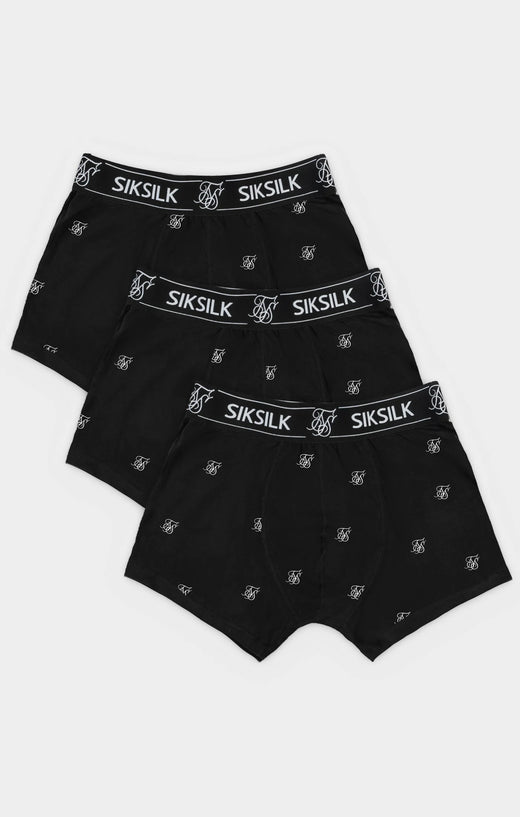 SikSilk - Black 3Pk Logo Boxer