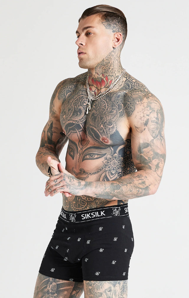 SikSilk - Black 3Pk Logo Boxer