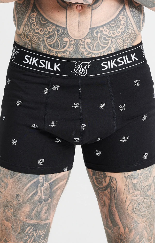 SikSilk - Black 3Pk Logo Boxer