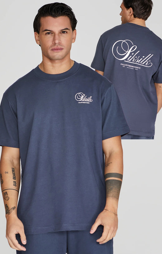 SikSilk - Graphic T-Shirt - Navy
