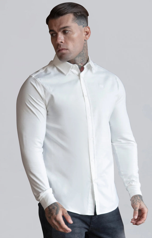 SikSilk - White Essentials Long Sleeve Shirt