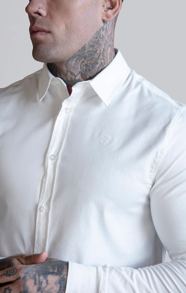 SikSilk - White Essentials Long Sleeve Shirt