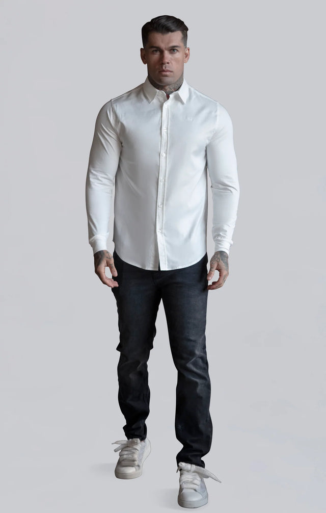 SikSilk - White Essentials Long Sleeve Shirt