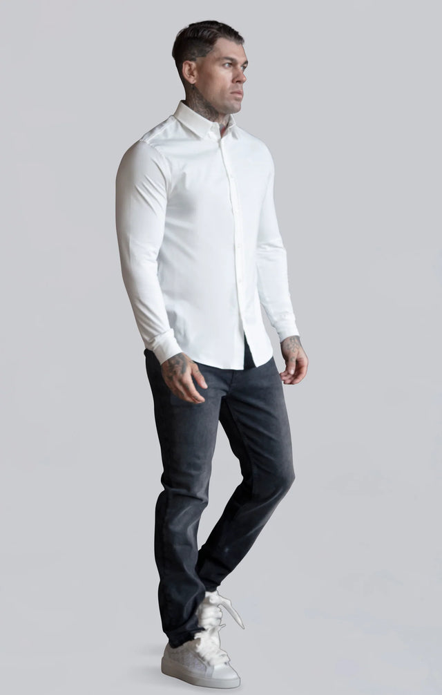 SikSilk - White Essentials Long Sleeve Shirt