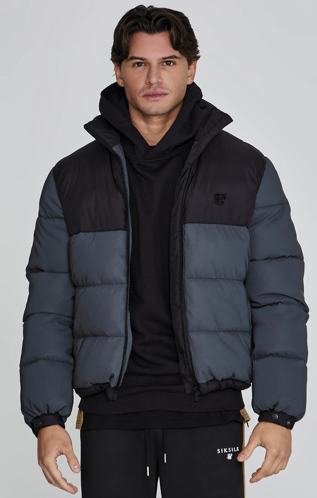 SikSilk - Black Reflective Puffer Jacket