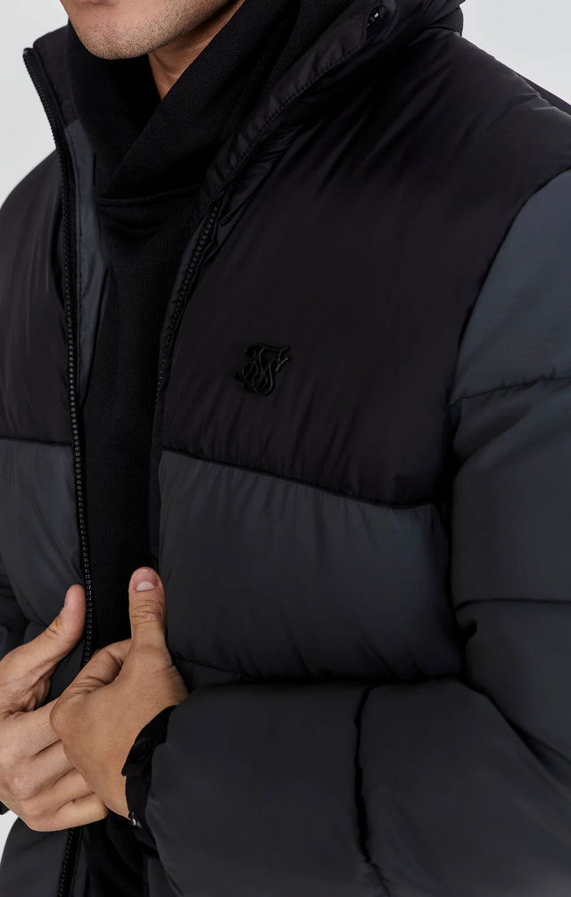 SikSilk - Black Reflective Puffer Jacket