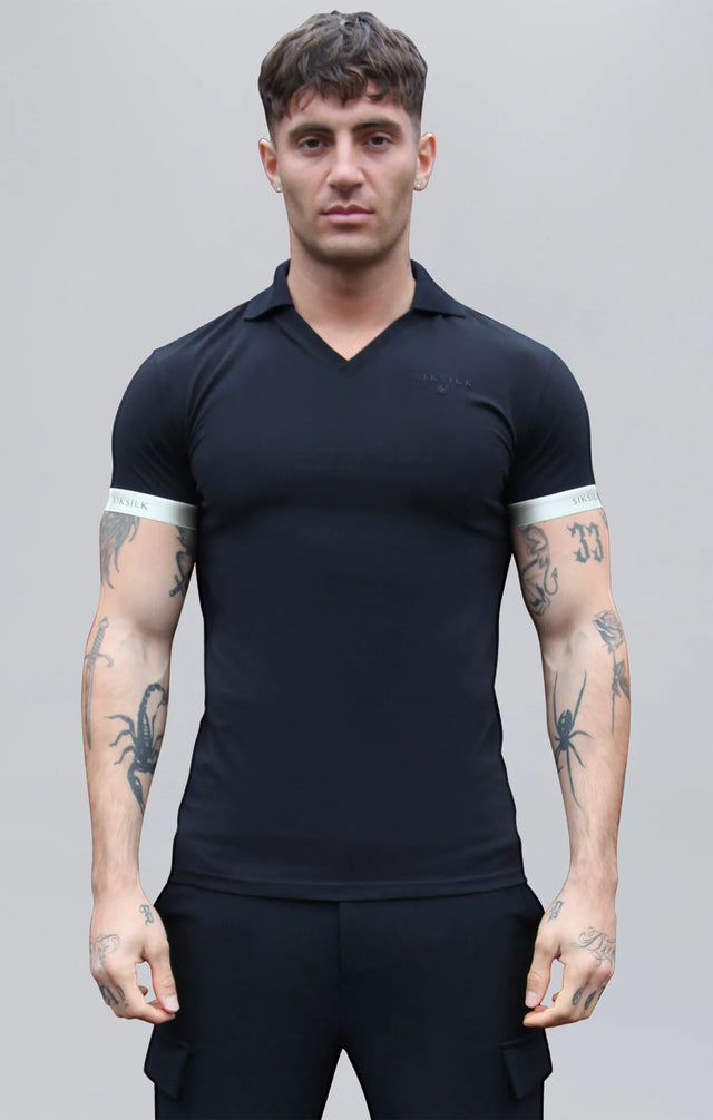 SikSilk - Black Polo T-Shirt