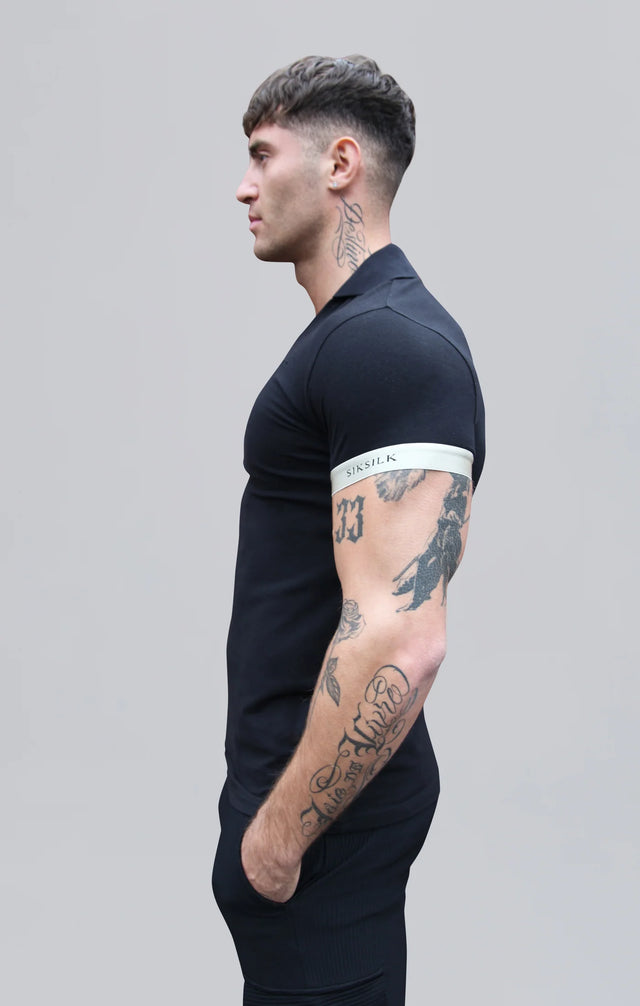 SikSilk - Black Polo T-Shirt