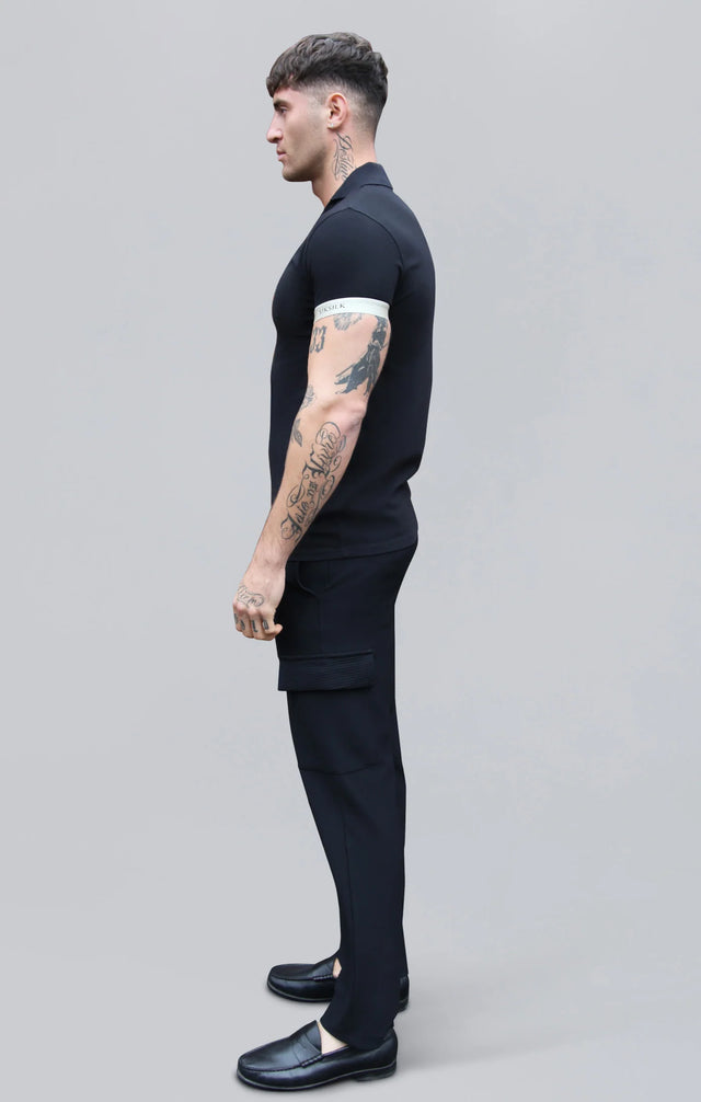 SikSilk - Black Polo T-Shirt