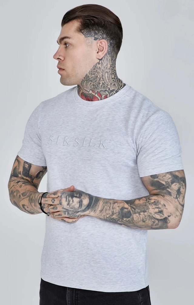 SikSilk - Grey Marl Logo T-Shirt