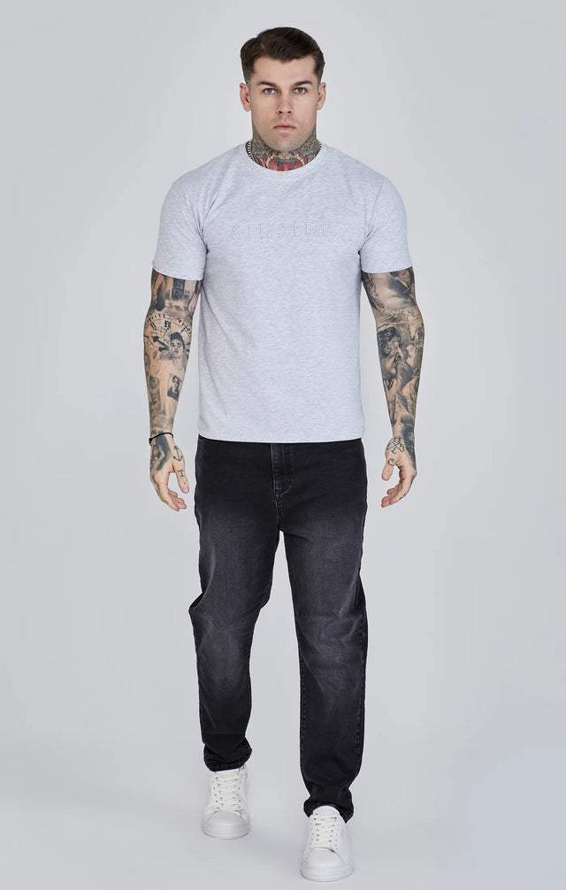 SikSilk - Grey Marl Logo T-Shirt