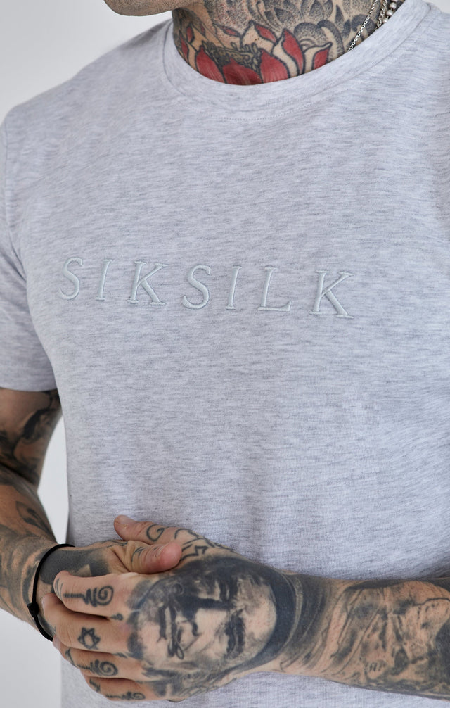 SikSilk - Grey Marl Logo T-Shirt