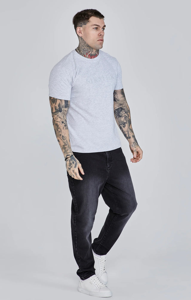 SikSilk - Grey Marl Logo T-Shirt