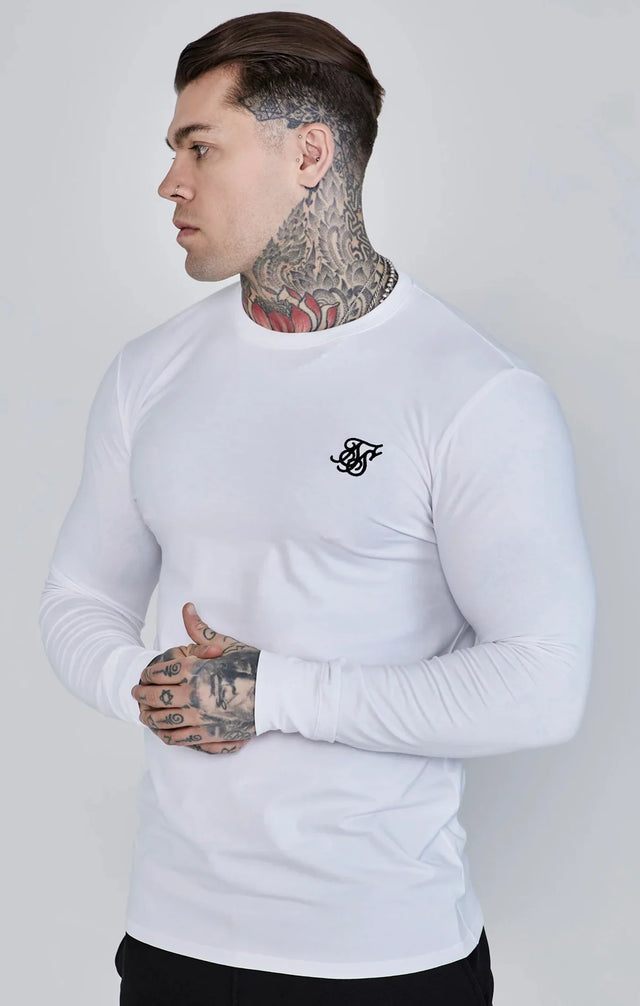 SikSilk - White Essentials Long Sleeve T-Shirt