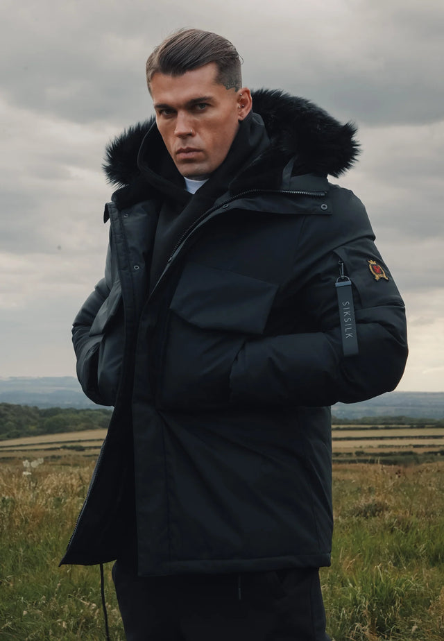 SikSilk - Black Extra Parka