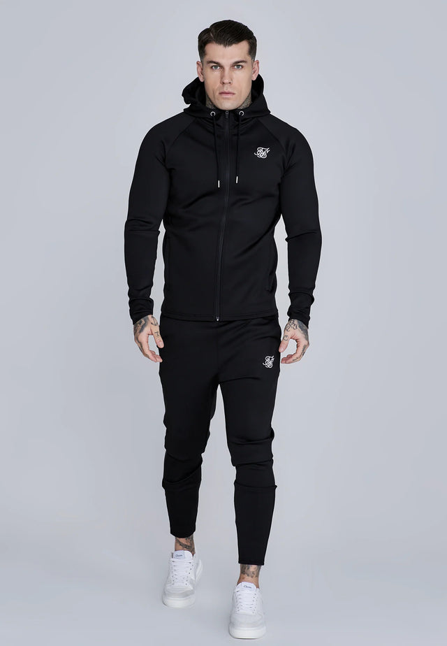 SikSilk - Black Essentials Poly Full Zip Hoodie