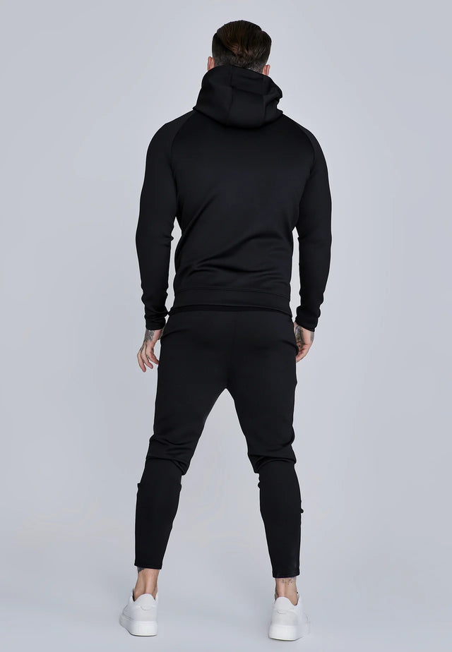 SikSilk - Black Essentials Poly Full Zip Hoodie