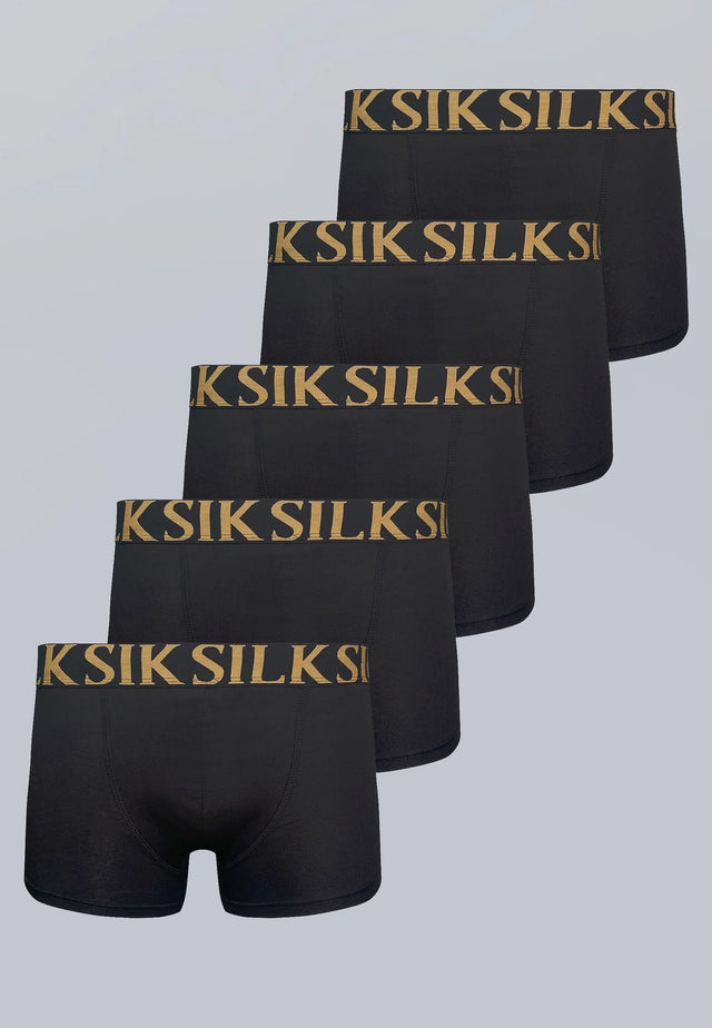 SikSilk - Black Pack of 5 Boxer Shorts