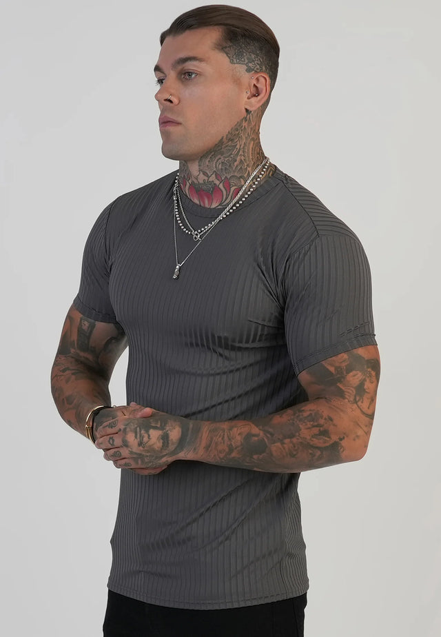 SikSilk - Grey Muscle Fit T-Shirt