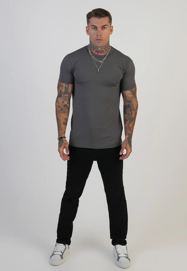 SikSilk - Grey Muscle Fit T-Shirt