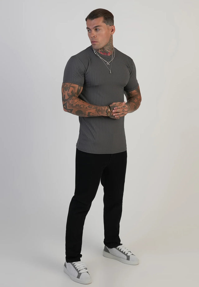 SikSilk - Grey Muscle Fit T-Shirt