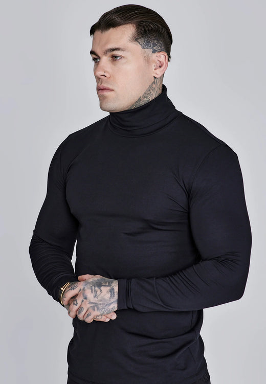 SikSilk - Black Roll Neck Top
